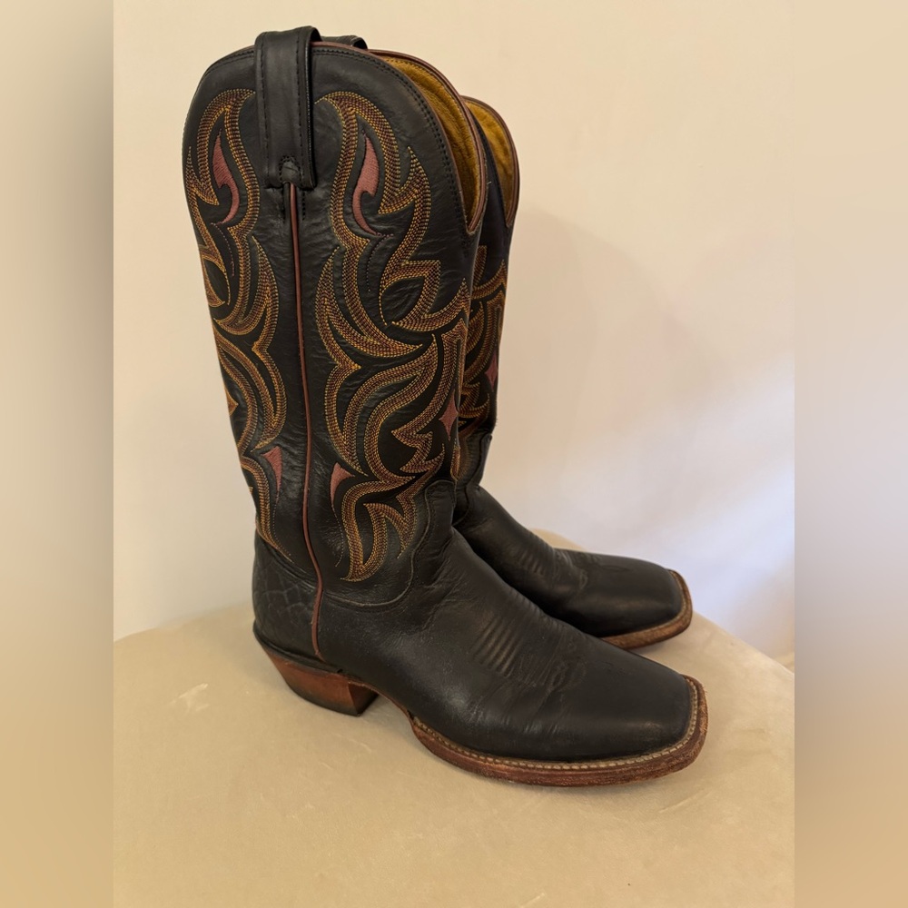 Justin Black Leather Women's Cowboy Boots